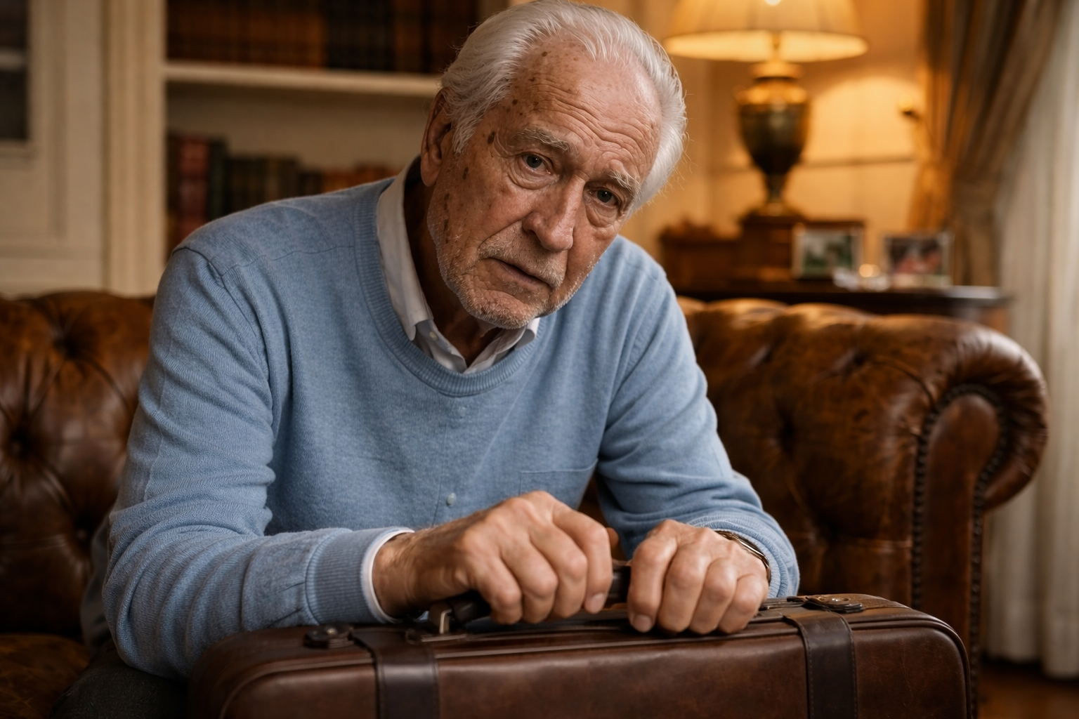 El abuelo miraba los papeles con las manos temblorosas